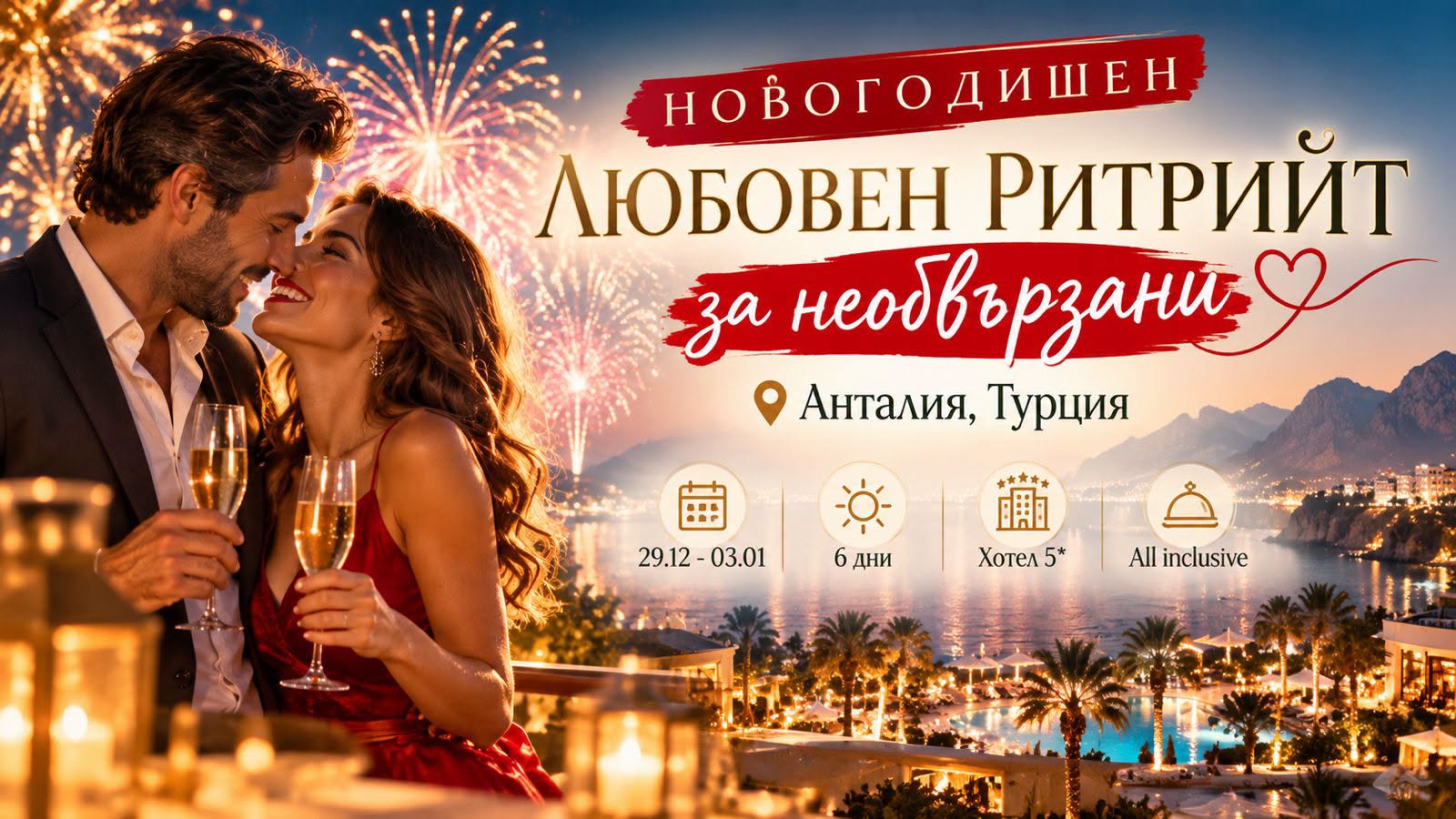 Ритрийт за необвързани на Нова година в Анталия, Турция